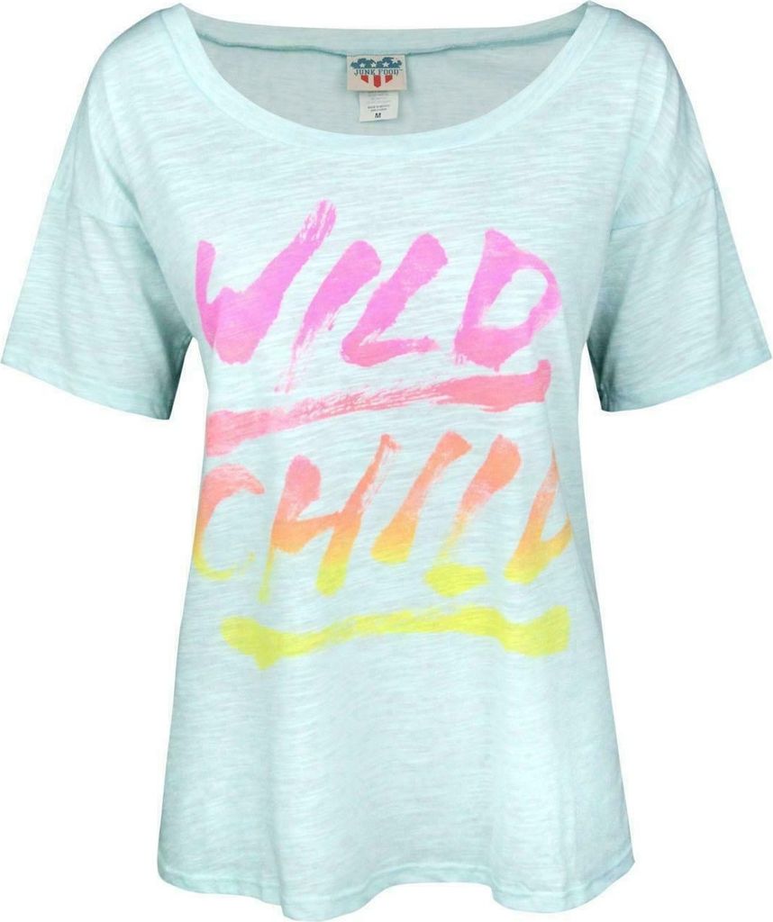 Junk Food - "Wild Child" T-Shirt für Damen NS5878 (S) (Hellblau meliert)