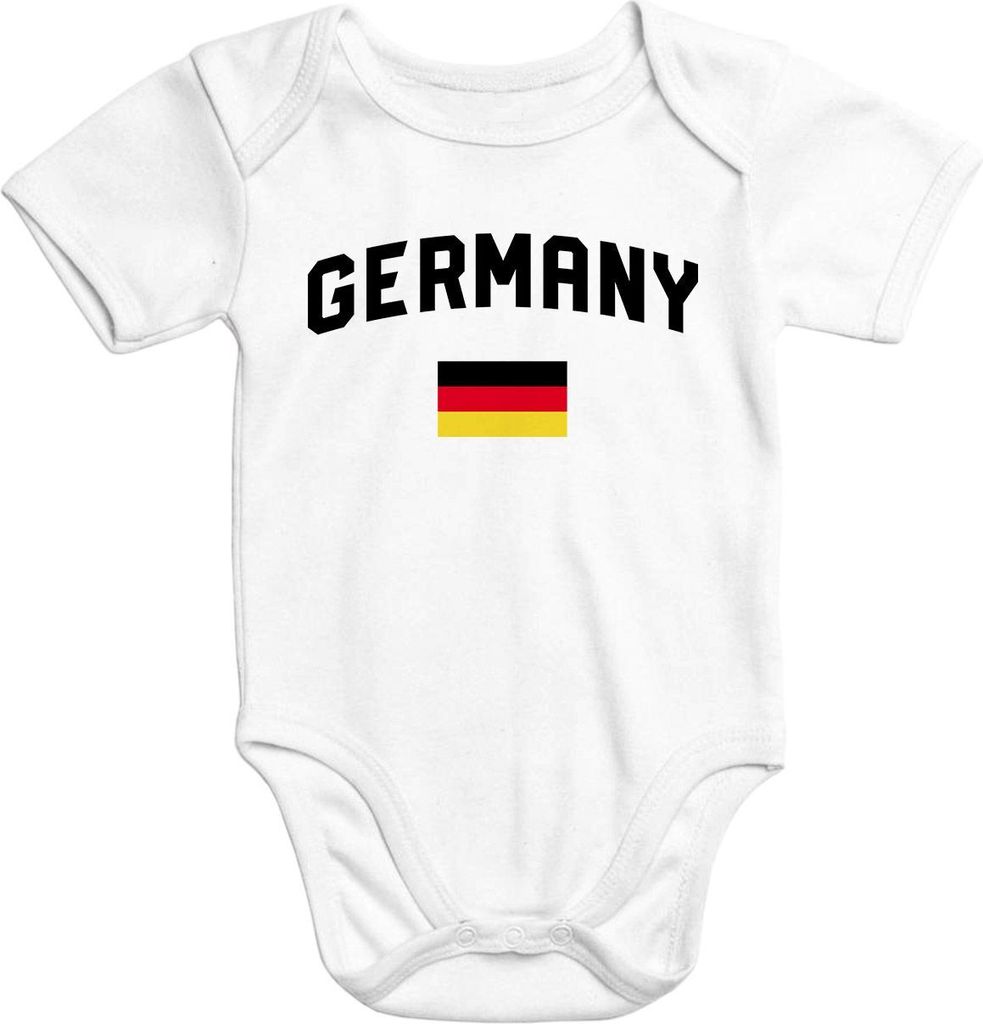 Baby Body Deutschland Flagge WM Fußball Weltmeisterschaft 2018 World Cup Baumwolle Moonworks Germany weiß 3-6 Monate