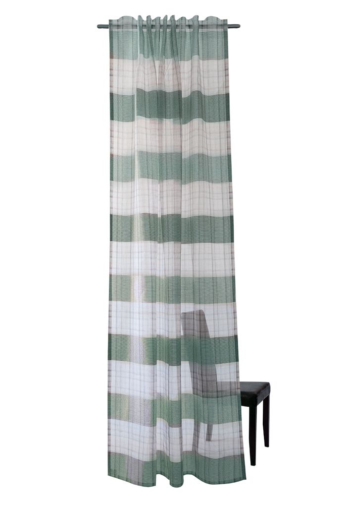 Fertiggardine Arne mit verdeckten Schlaufen kariert türkis 140x245cm