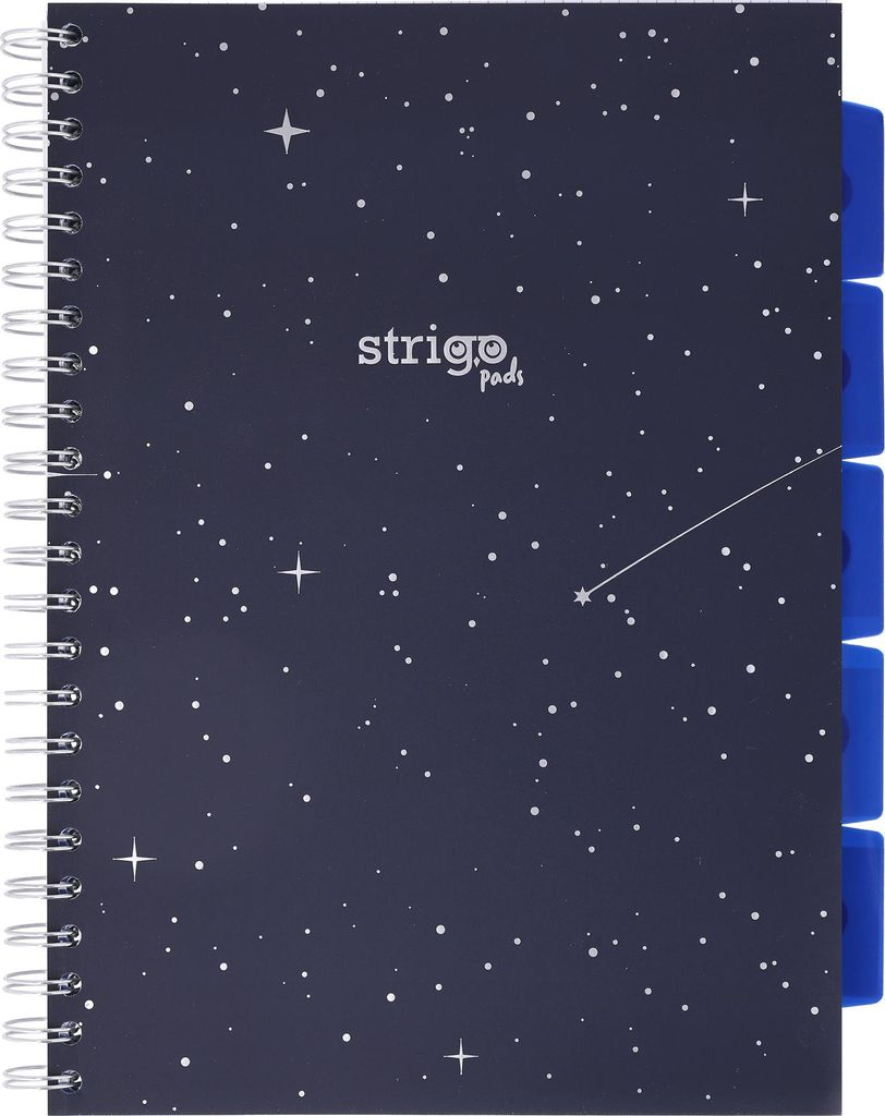 Strigo Pads Spiral-Notizbuch Konstellationen-Kosmos A4 Raster Schwarz 100k 80g PADS005