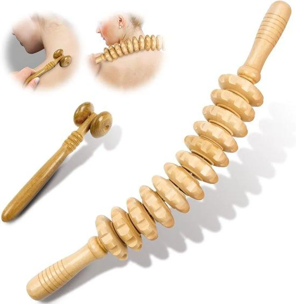Kit massage en bois pour maison - Rouleaux détente dos et jambes (2 pcs)