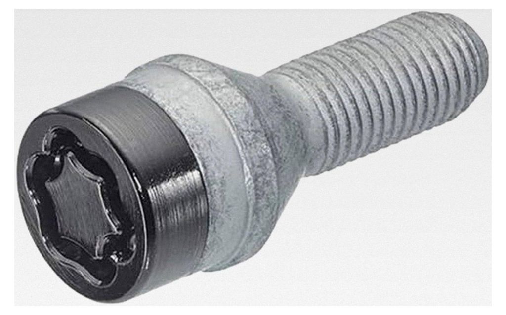 Felgenschlossbolzen M14x1.25 Schwarz - Kegelbund - Länge 27,3 mm (17 mm Kopf)