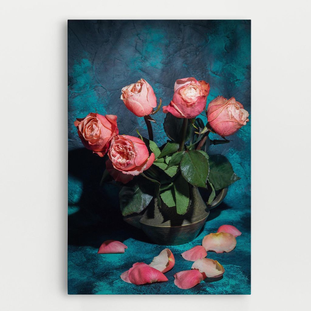 ARTHUB Leinwandbild 30x40 cm, Bouquet Roses Vase | Wohnzimmerdekoration, Hängende Bilder, Wanddekoration, Heimdekoration, Blumen, Blumen in der ...