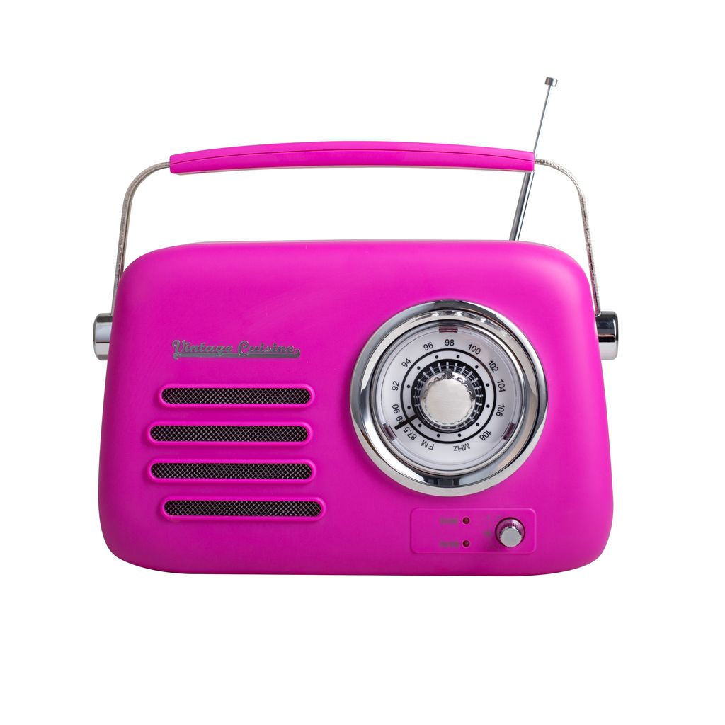 Bluetooth-radio met metalen handgreep, vintage design, Productafbeelding 