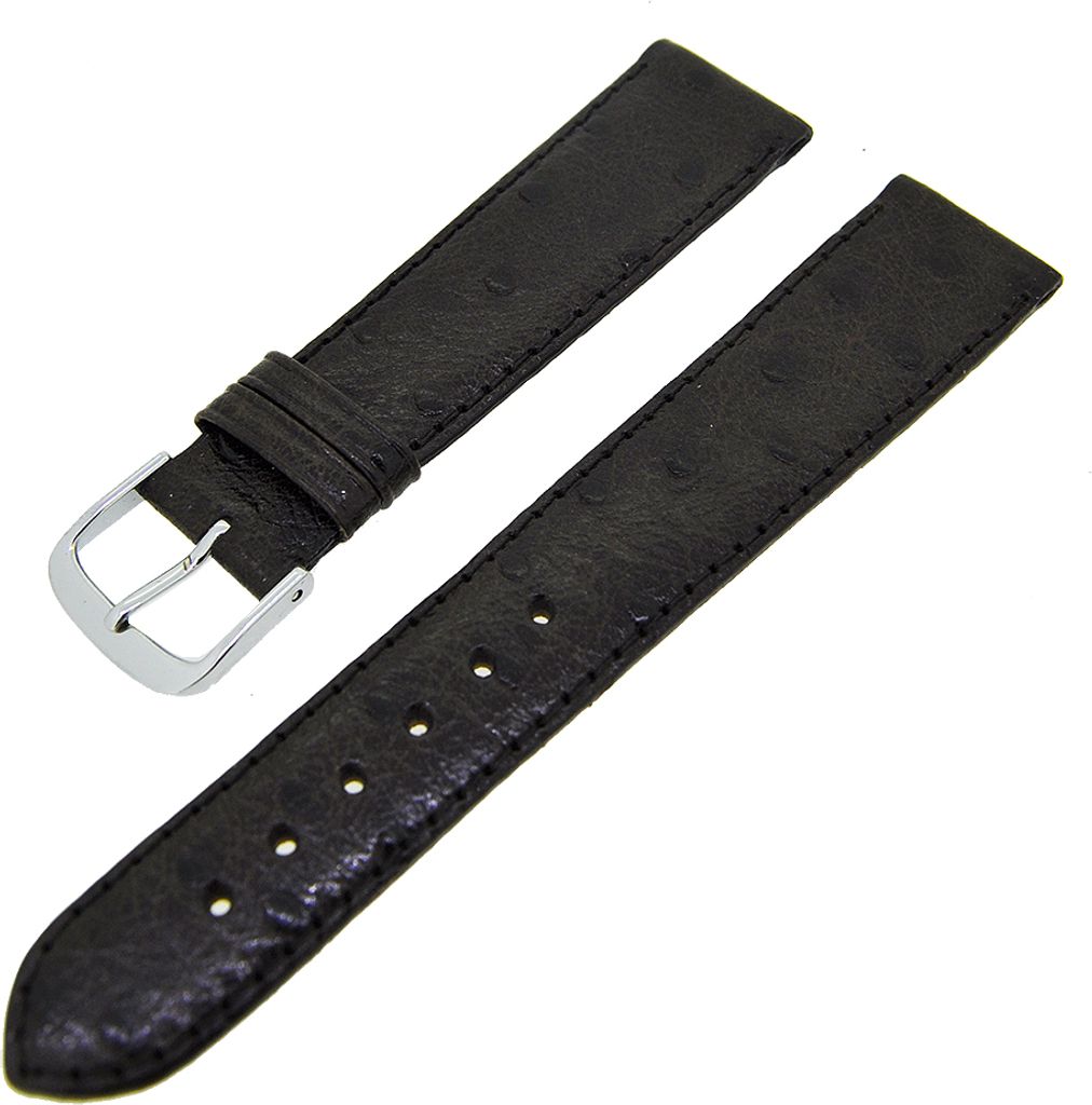 Uhrenarmband Kalbsleder mit Muster Schwarz Ton in Ton 20mm S Donschließe