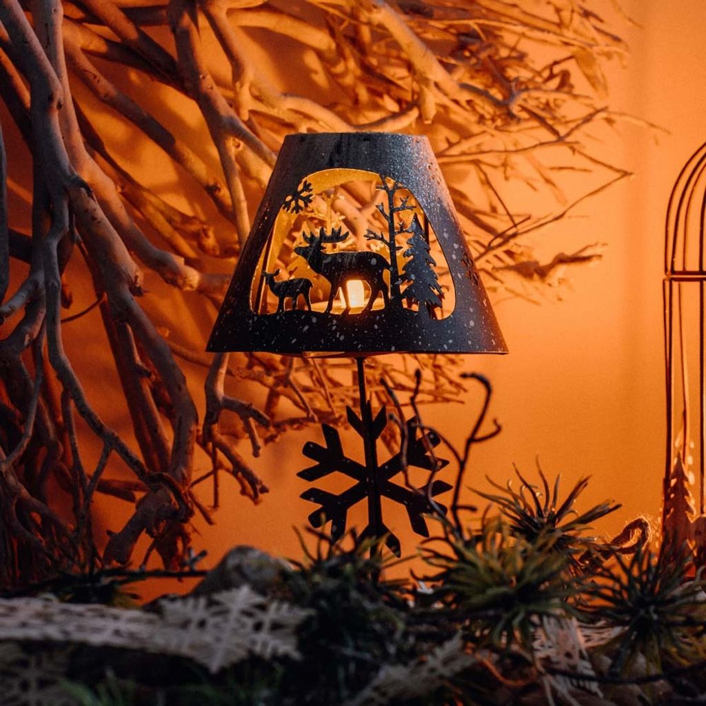 Lampe Deko Schneeflocke LED Teelicht Winter Weihnachten Batterie Kerzenständer