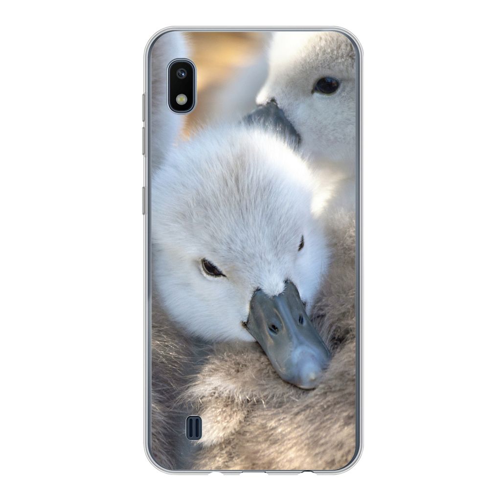 MuchoWow Handyhülle Schutzhülle Hülle für Samsung Galaxy A10 Schwäne - Licht - Küken Silikon Softcase Handy Hülle - Schutzhülle