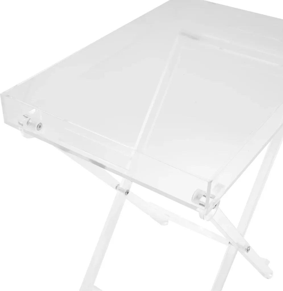 Table de lit pliable en acrylique - Bureau mobile transparent compact - 12