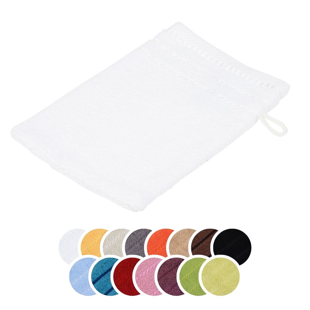 liebling Waschhandschuh, 100% Baumwolle, Serie Potsdam, 17 x 24 cm, 60 Grad waschbar, trocknergeeignet, Farbe: weiß
