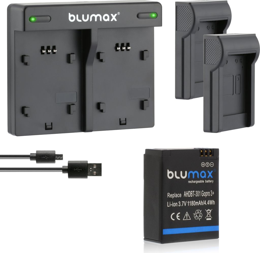 1x Akku + Lader für GoPro Hero3 AHDBT-301 AHDBT-302 AHDBT-201 1180 mAh