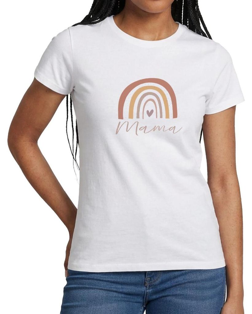 Spreadshirt Mama Regenbogen Frauen T-Shirt, S, Weiß