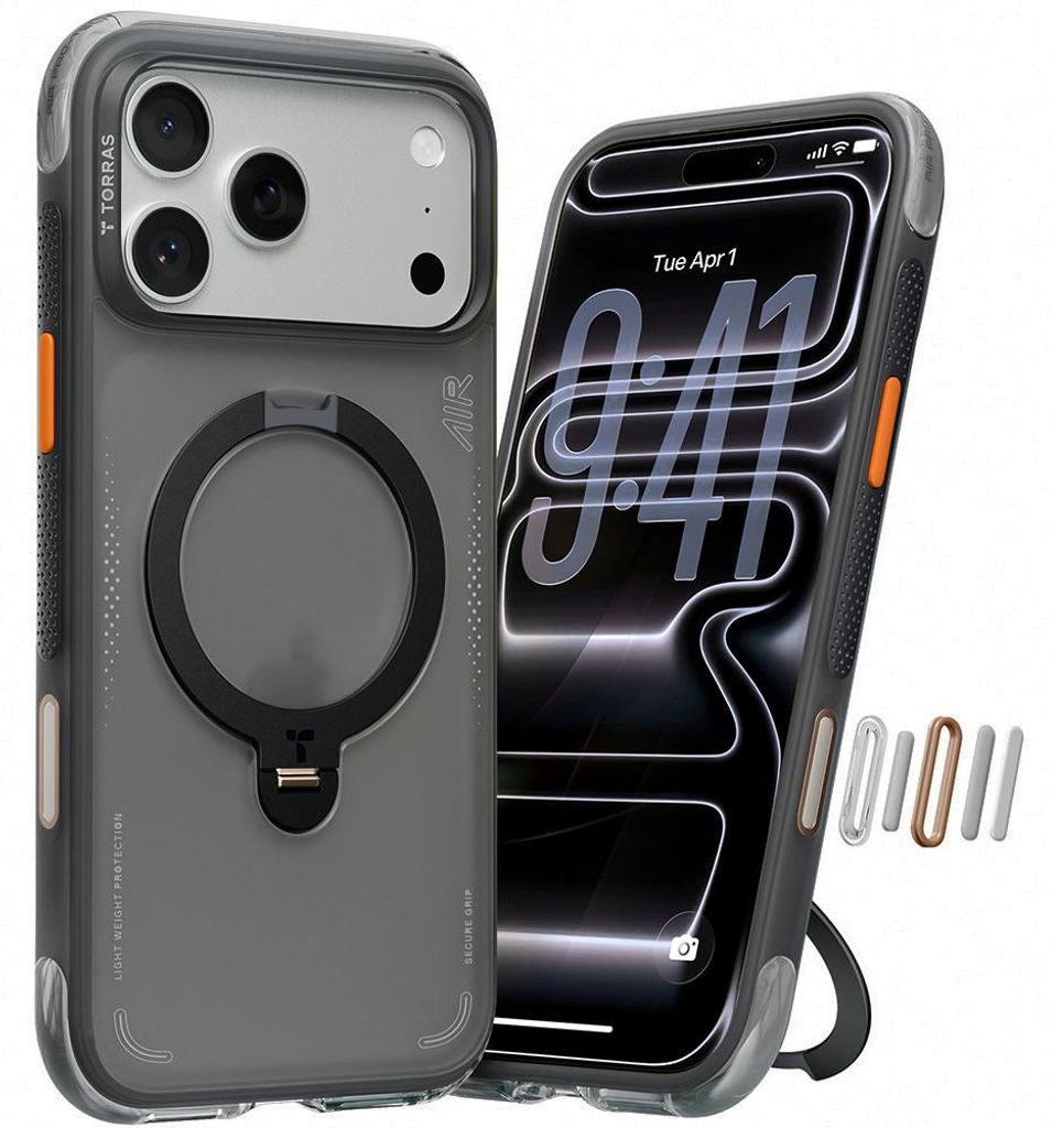 Torras etui Ostand Spin stojakiem iPhone'a 17 - czarne Zdjęcie produktu 