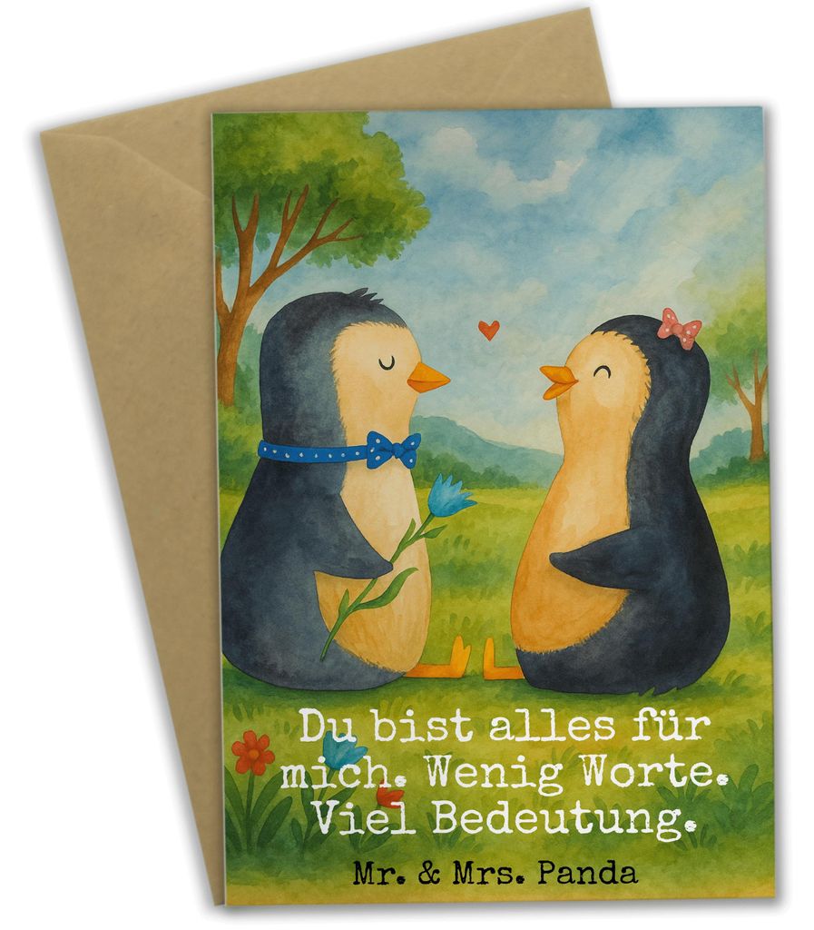 Mr. & Mrs. Panda Grußkarte Pinguin Pärchen Design - Weiß - Geschenk, osterkarte, Hochzeitstag, glückwunschkarten, Beileidskarte, Hochzeit, einl...
