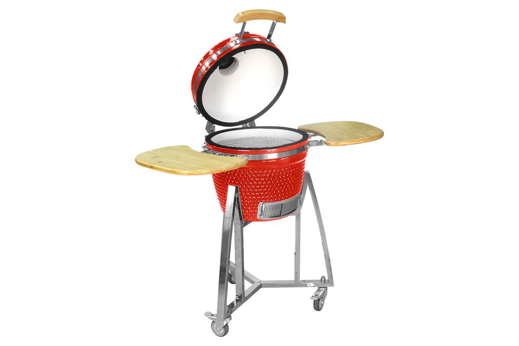 Kamado CL-16 Profi Keramik Grill Rot, Grilldurchmesser 40cm, Grillrostdurchmesser 33,5cm, BBQ Grillei Holzkohlegrill Grill Keramikgrill