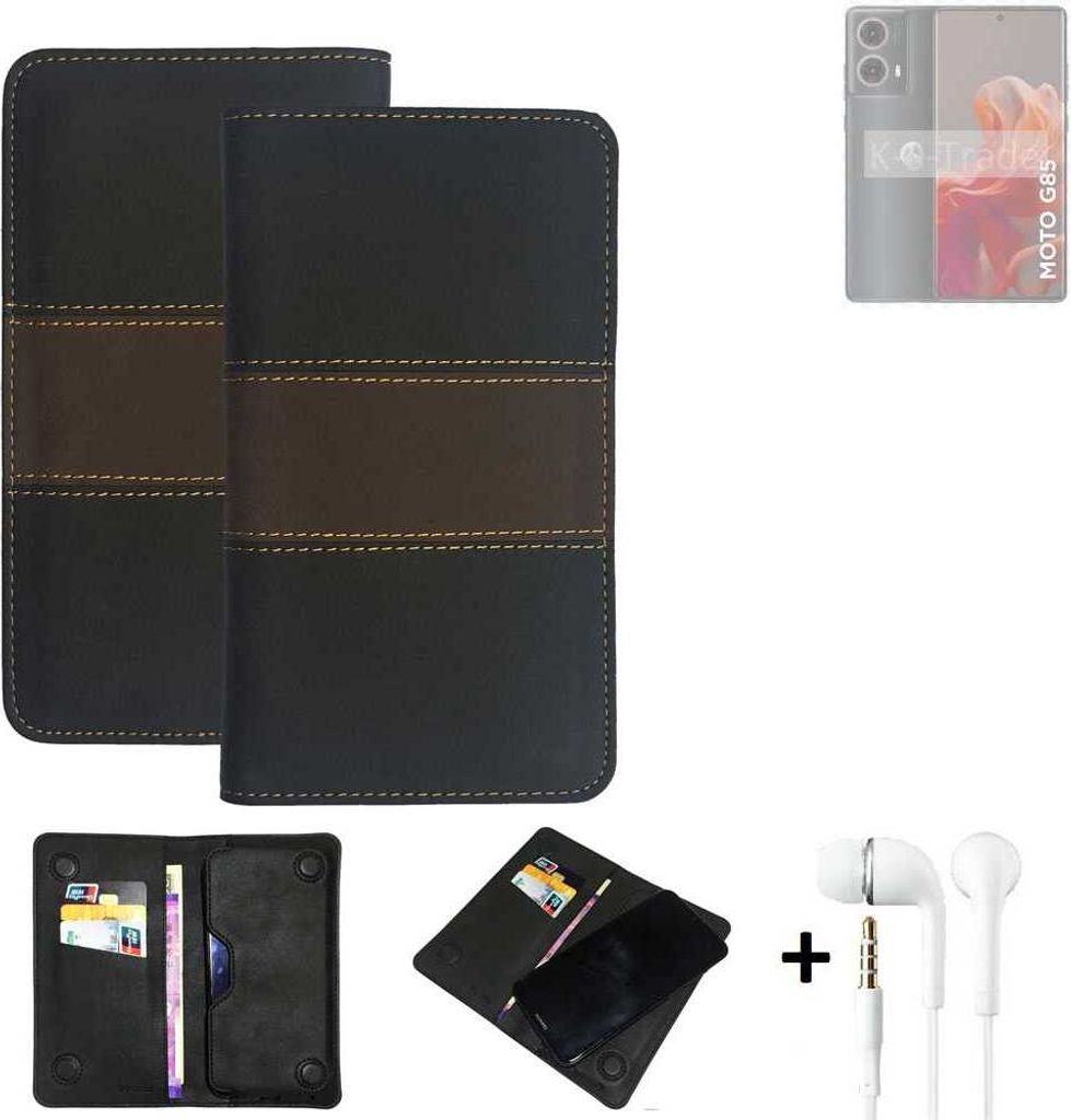 K-S-Trade Handyhülle + Kopfhörer kompatibel mit Motorola Moto G85 5G Schutzhülle Walletcase Bookstyle Tasche Schutz Case Hülle Wallet Cover