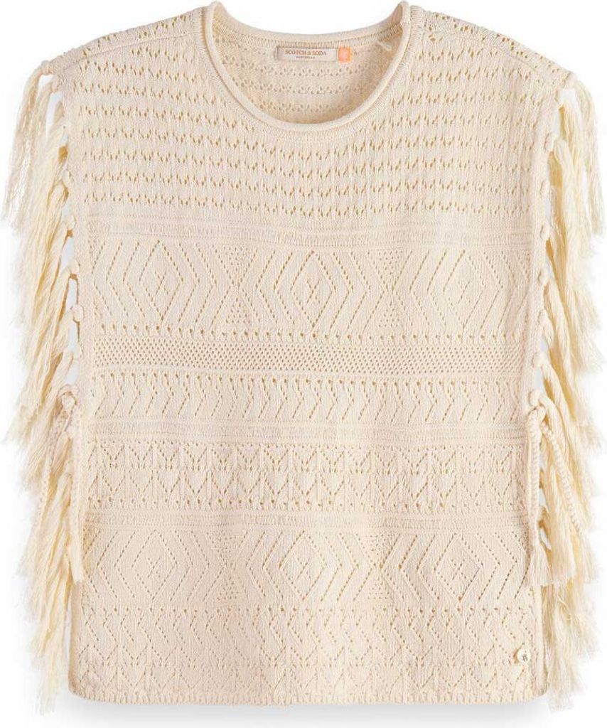 Scotch & Soda Pointelle Stitch With Fringing ärmelloses T-shirt Beige XS Frau Beige XS