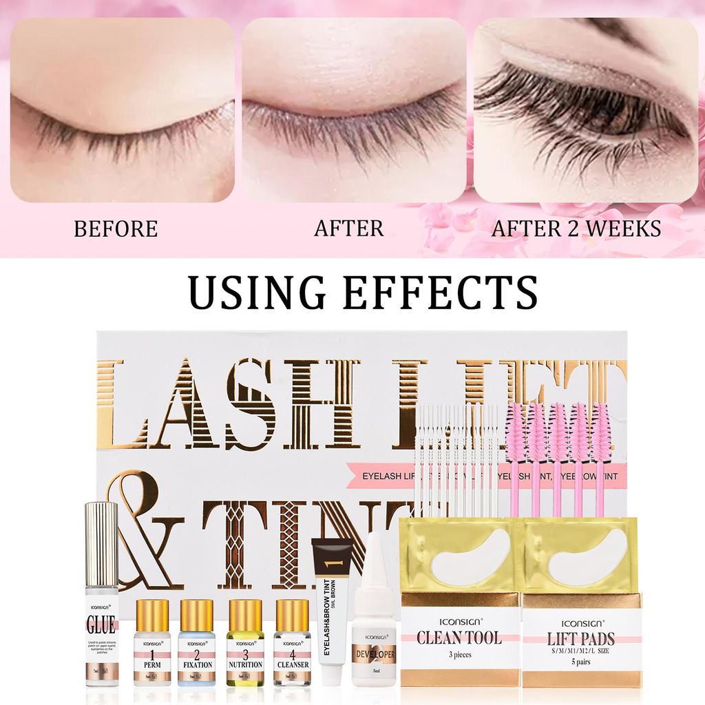 ICONSIGN Wimpernlifting- und Färbeset, Augenbrauen- und Wimpernfärbe- und Lifting-Set, 2-in-1-Set für semi-permanente Wimpernwelle und -curling