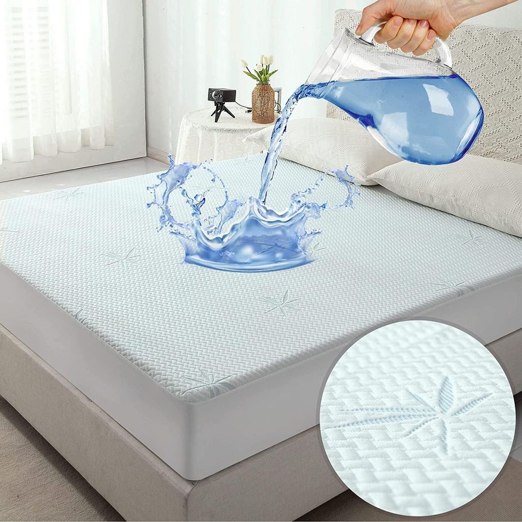 Jet's Home Bambus Matratzenschoner 140x200cm -Wasserdichter mit Flexibler tiefer Tasche, ultraweicher Schonbezug für Matratzenauflagen