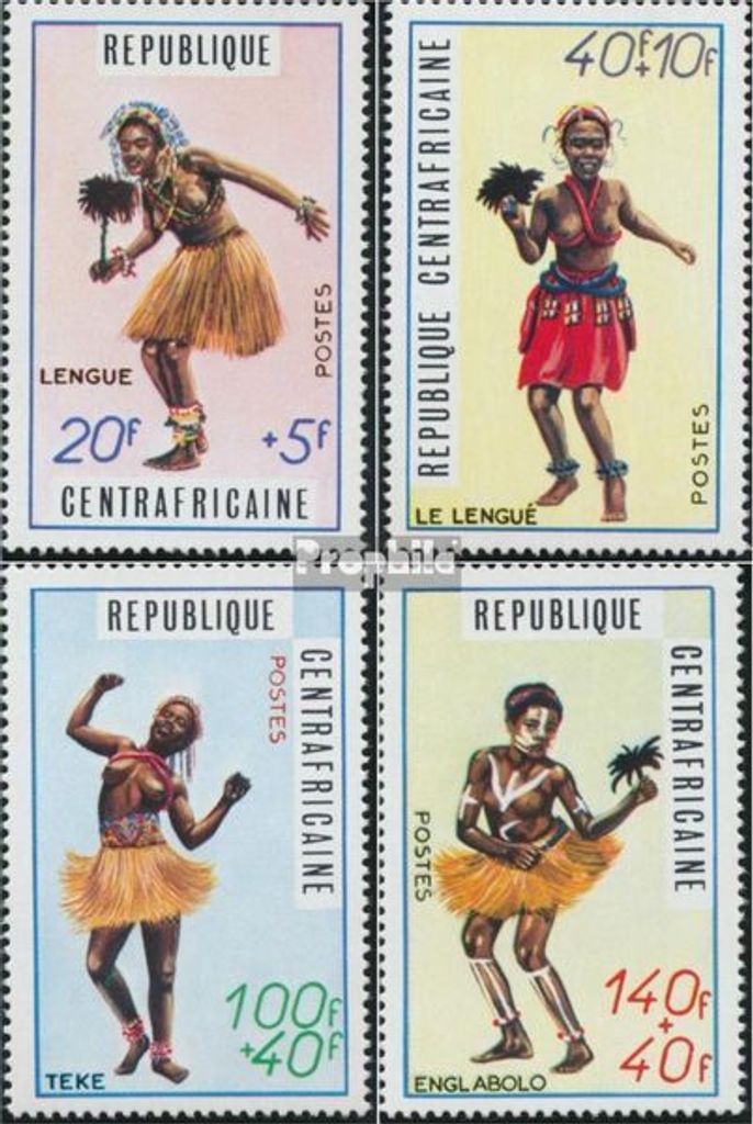 Briefmarken Zentralafrikanische Republik 1971 Mi 230-233 (kompl.Ausg.) postfrisch Traditionelle Tänze