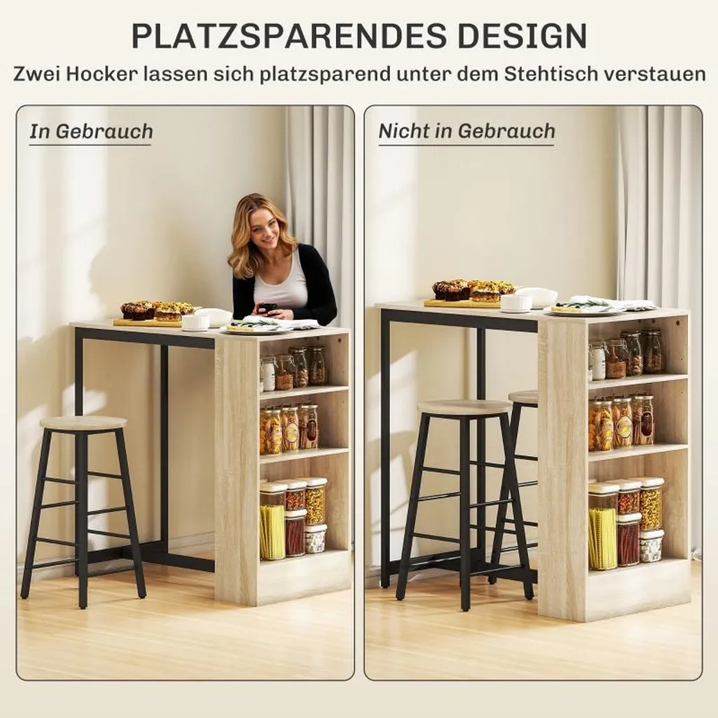 Solution Cuisine Encombrée : Ensemble Table de Bar avec Rangements 2024 - 6