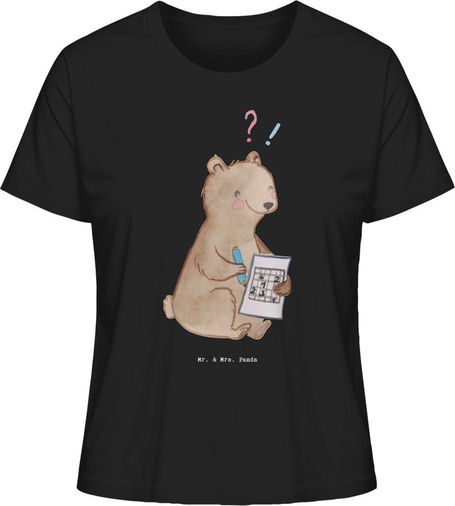 Mr. & Mrs. Panda Oberteil Damen Bär Rätsel lösen Größe M - Schwarz - Geschenk, Kreuzworträtsel, Basic Shirt, T-Shirt, Sommershirt, Gedächtni...