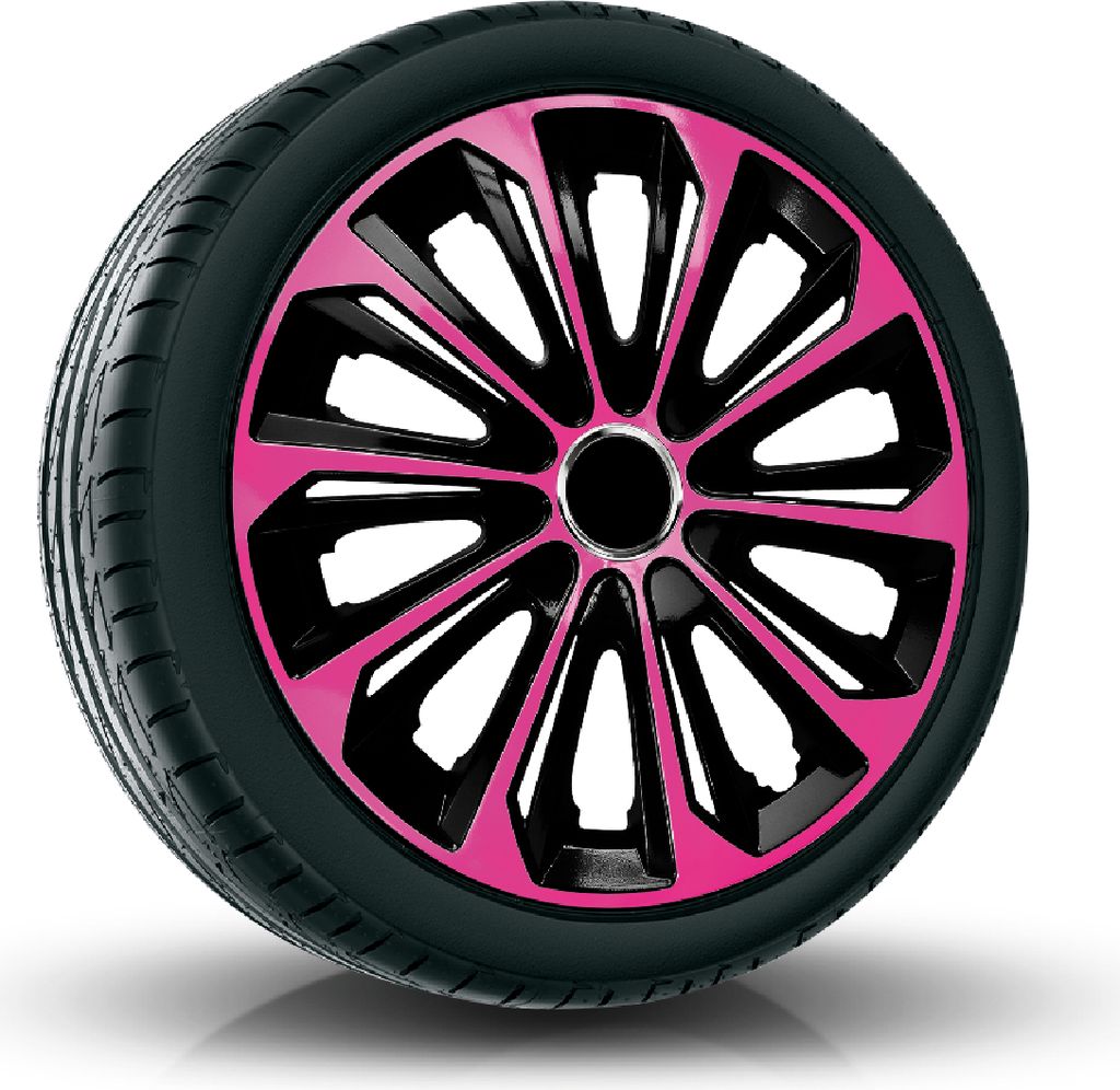 Radkappen Radzierblenden EINZELN (1Stück) 15 Zoll pink/schwarz EXTRA STRONG Z458359