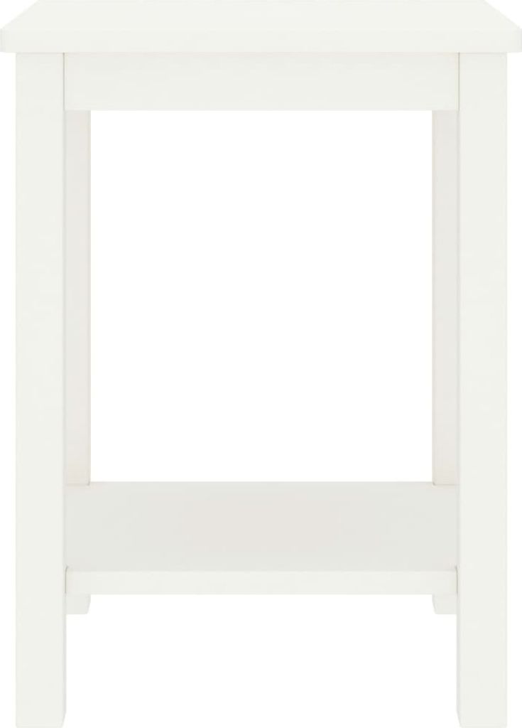 A white wooden nightstand is shown against a white background.