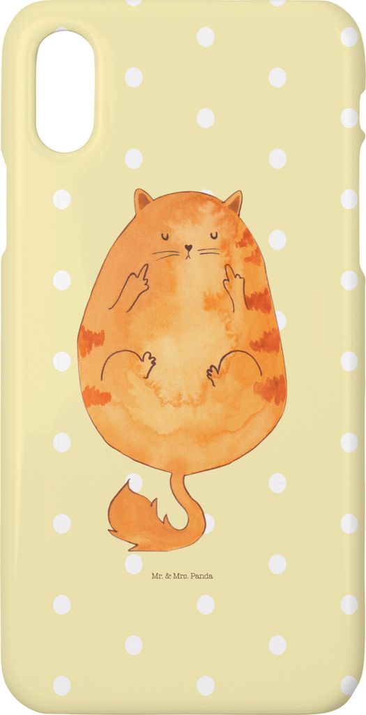 Mr. & Mrs. Panda Iphone 10 Handyhülle Katze Frühaufsteher - Gelb Pastell - Geschenk, X, Tiger, Witzig, Handy, Kaffee, Katzen, Cover, Hülle