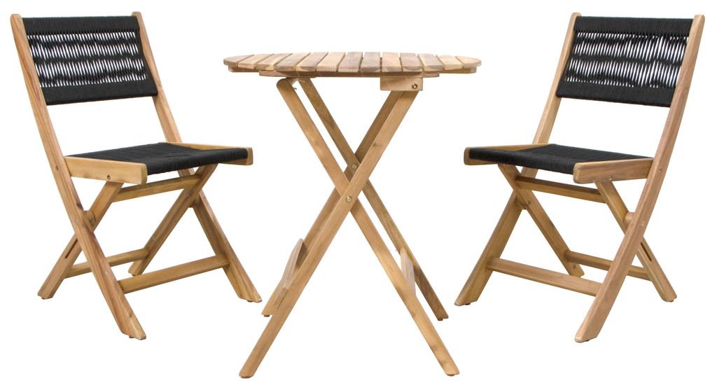 Balkonset Akazie Holz für Balkon ROPE Bistrotisch mit 2 Produktbild  KI-generiertes Bild
