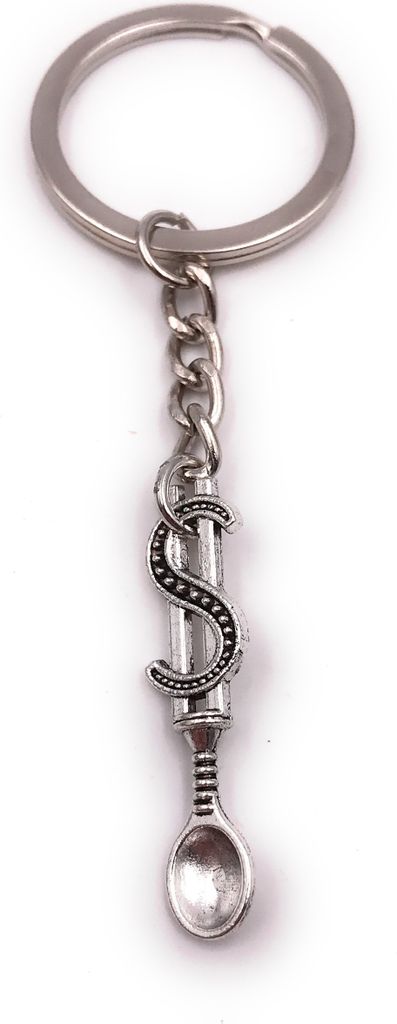 Onwomania Schlüsselanhänger Löffel Essbesteck Muster antik Dollar Geld silber Anhänger Keychain