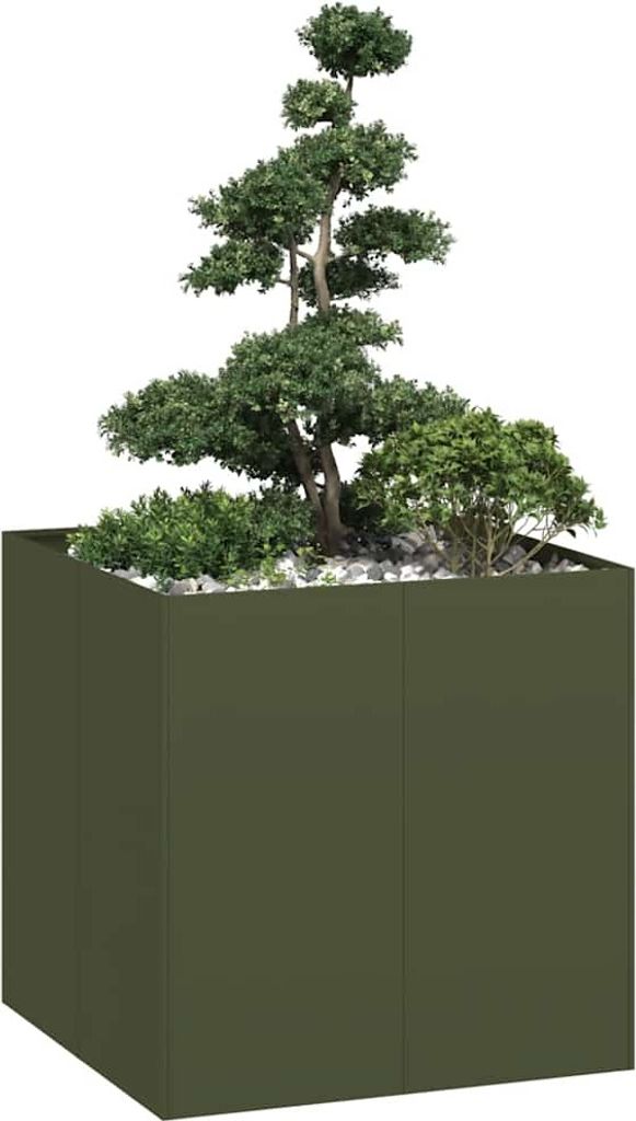 Maison Exclusive - Pflanzgefäß Olivgrün 80x80x80 cm Stahl
