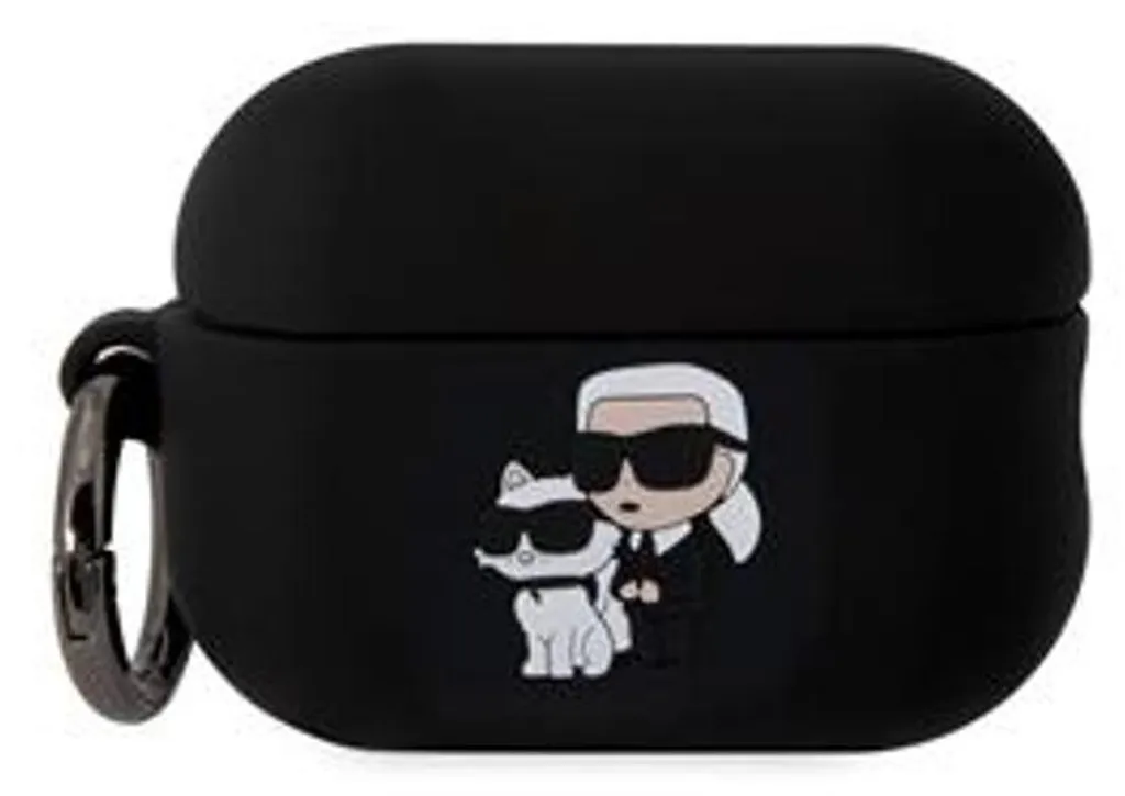 Karl Lagerfeld Coque Airpods Pro 2 NFT en Silicone Noir avec Anneau