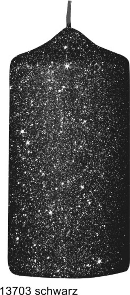 Glamour Glitter Stumpenkerzen schwarz, 120 x 60 mm, 4er Set Produktbild 