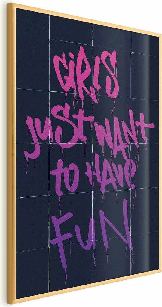 Poster Ragazze 40x60 cm con Cornice Dorata Sottile - Arredo Camera Glamour