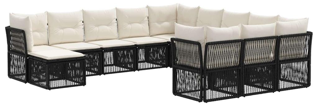 vidaXL Gartensofa-set 12 pcs Schwarz Poly-Rattan