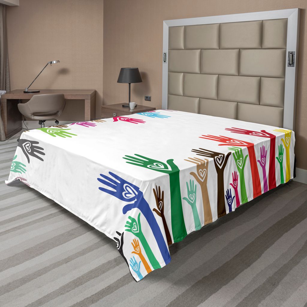 ABAKUHAUS Liebe Bettlaken, Menschen Unterstützen Hand Herz Illustration Charity Ermutigung Gewinnen Team Druck, weiches bequemes oberes Bettlaken ...