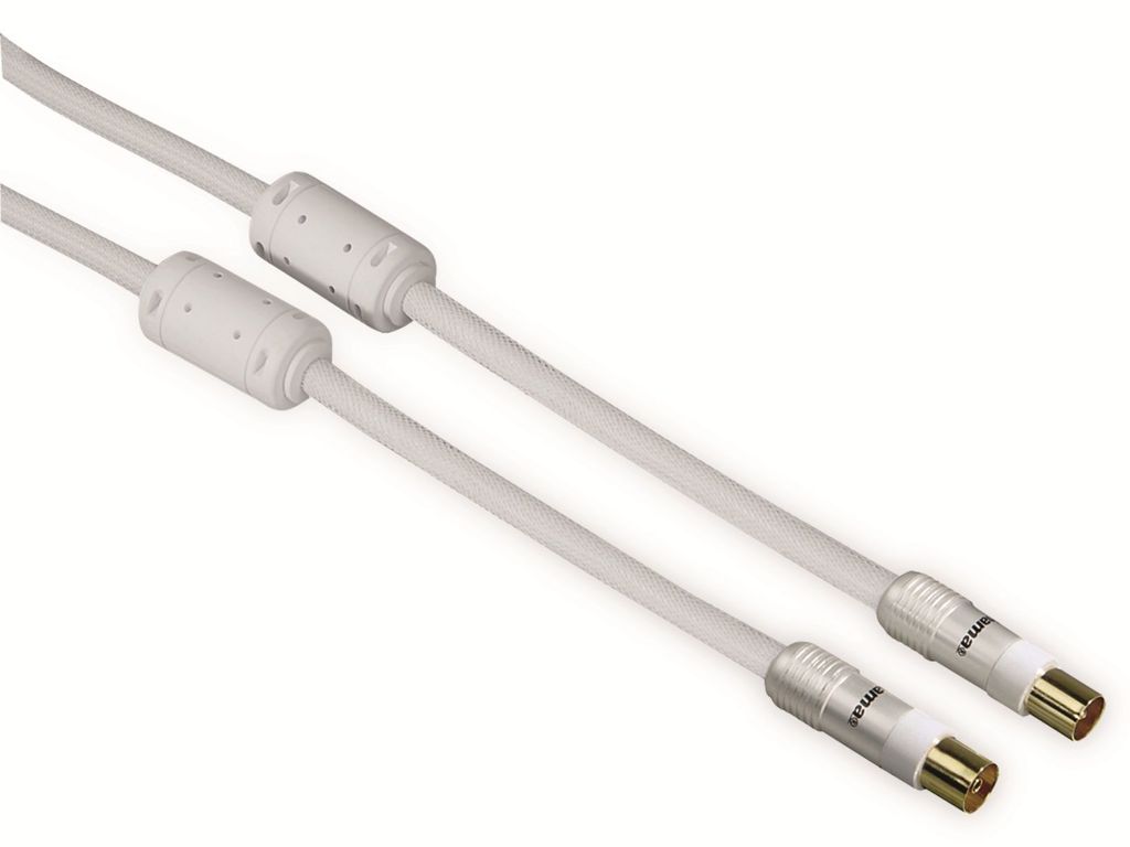 Antennen-Kabel, Koax-Stecker - Koax-Kupplung, 1,5 m, 95 dB, Weiß (00056564)