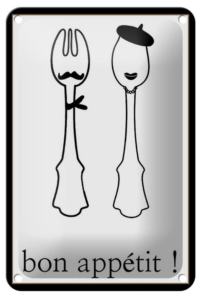 Blechschild Spruch 12x18cm Bon Appetit Schild