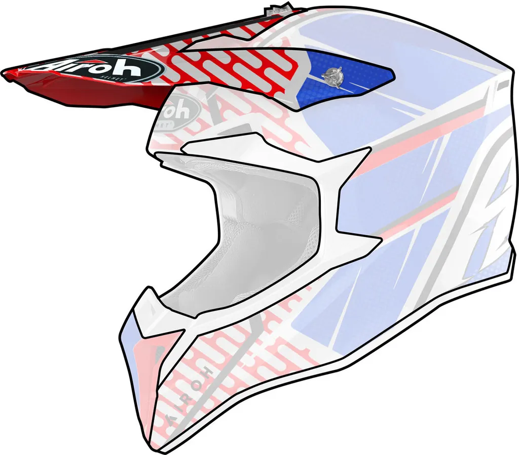 Visière pour casque Airoh WRAAP Idol bleu et rouge brillant d'origine