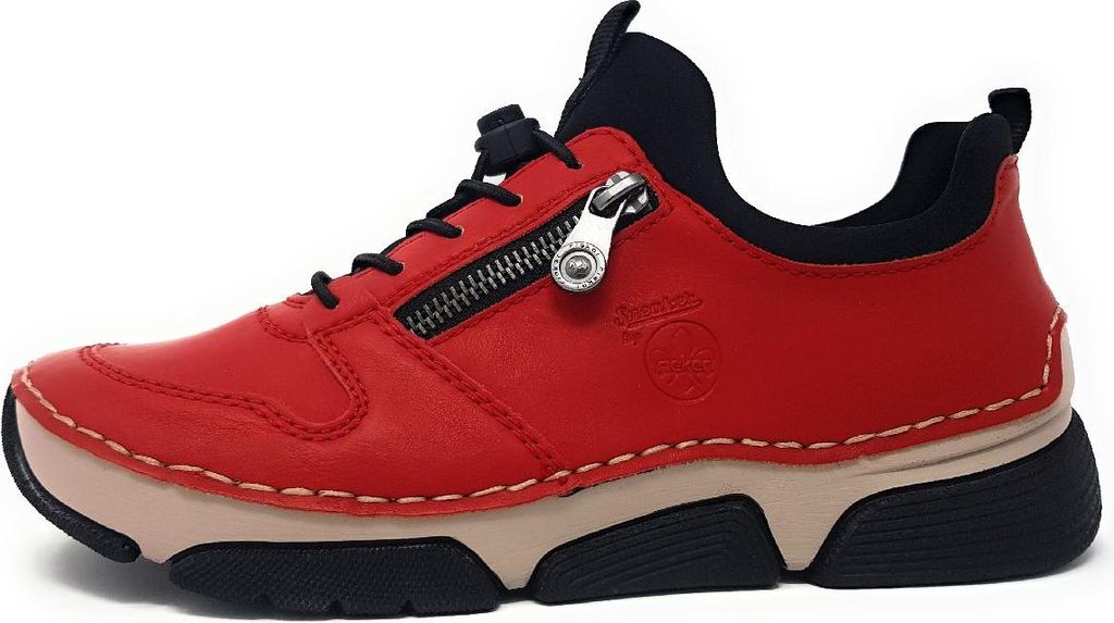 Rieker  Damenschuhe Schnürschuhe Sportive Rot Freizeit Productafbeelding 