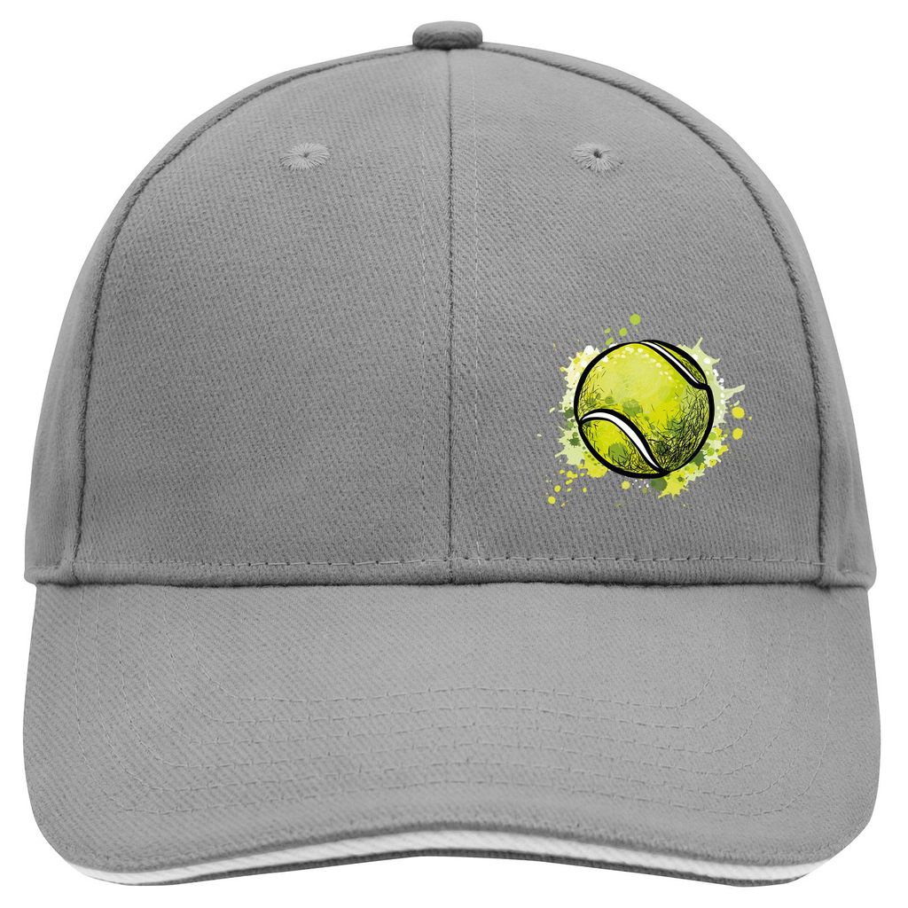 Huuraa Cappy Mütze Tennisball Comic Dark Grey/White Baumwolle 6-Panel Kappe Geschenkidee