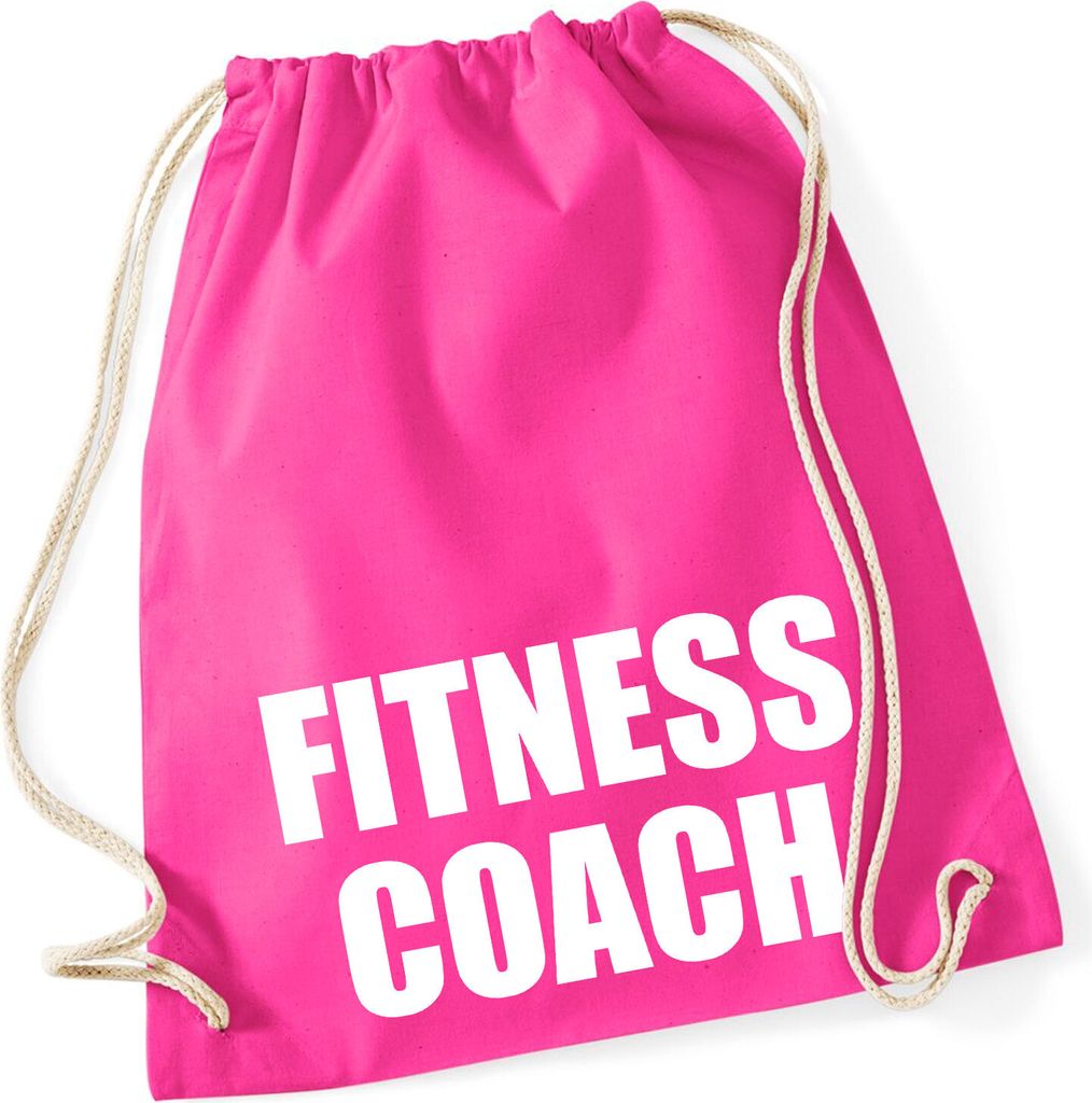 Huuraa Turnbeutel Fitness Coach Training 12 Liter Fuchsia Baumwolle Rucksack Geschenkidee
