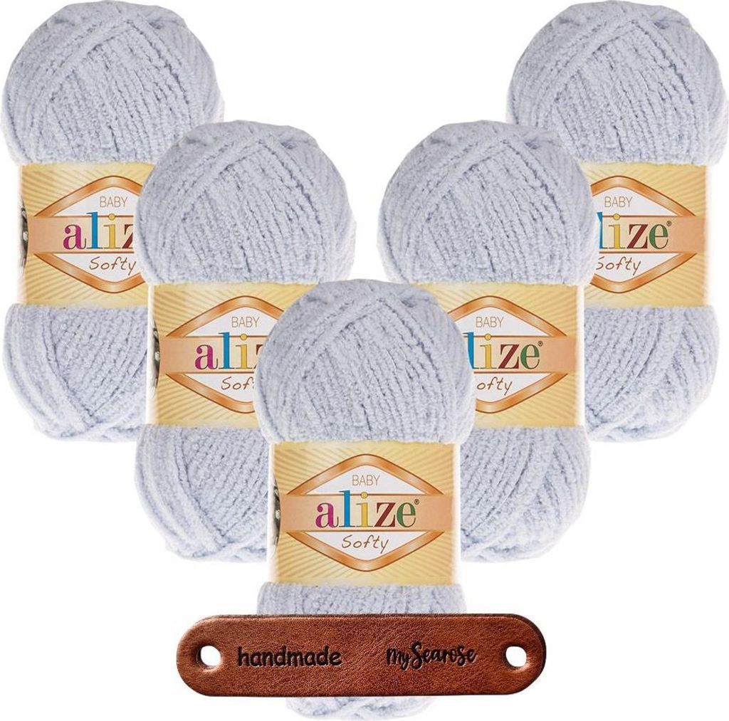 5 x ALIZE Softy 416 Grey mit Label Produktbild 