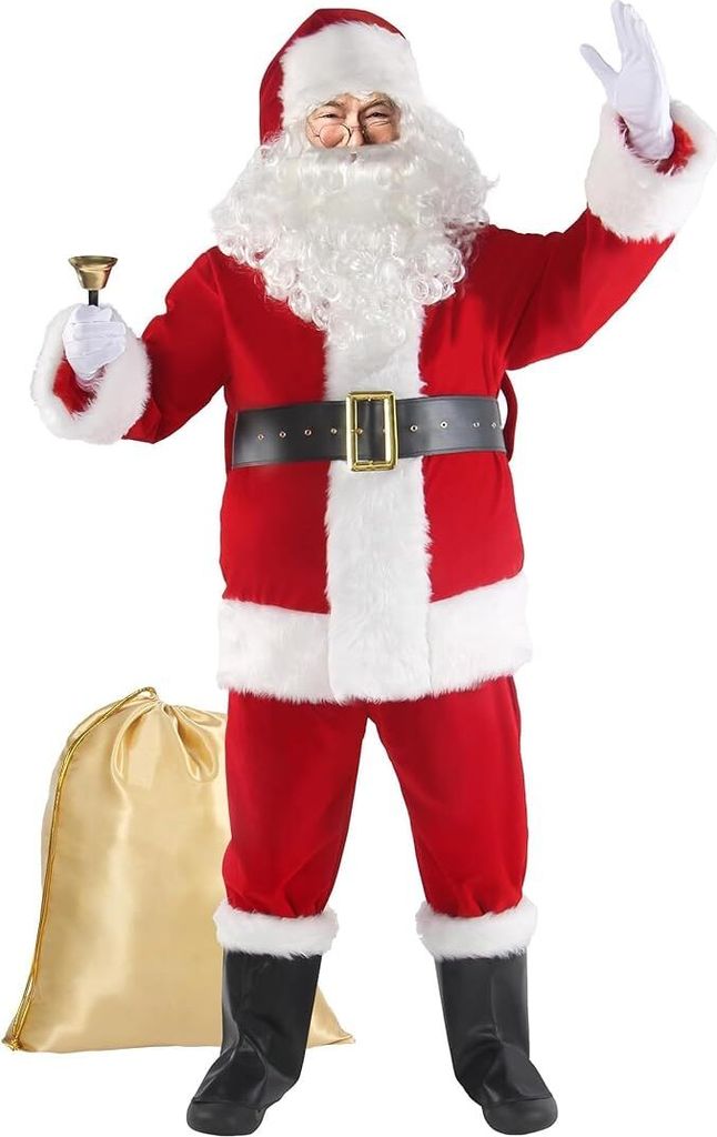 Weihnachtsmann Kostüm für Herren 11-teiliges Nikolaus Produktbild 