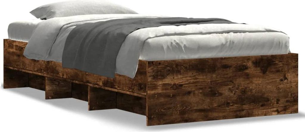 vidaXL Bettgestell ohne Matratze Räuchereiche 100x200 cm Holzwerkstoff