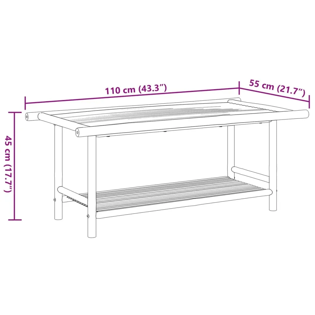 Table basse bambou 110x55 cm avec finition artisanale résistante