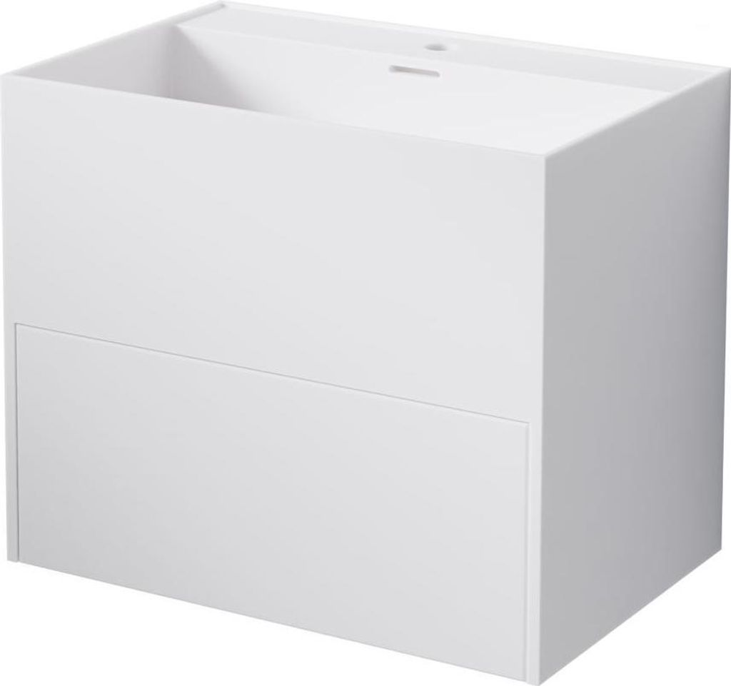 Steinberg Serie 443 Wand-Waschtisch, mit Auszug, 600x400x500mm, 1 Hahnloch, mit Überlauf, SOLIDSurface, 4437195W