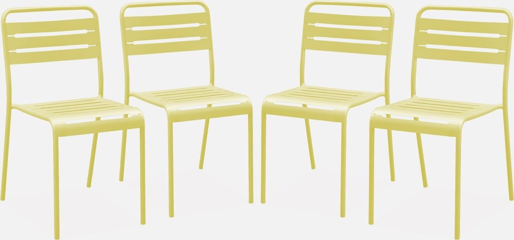 sweeek - 4er-Set Gartenstühle aus Stahl  - Gelb Produktbild 