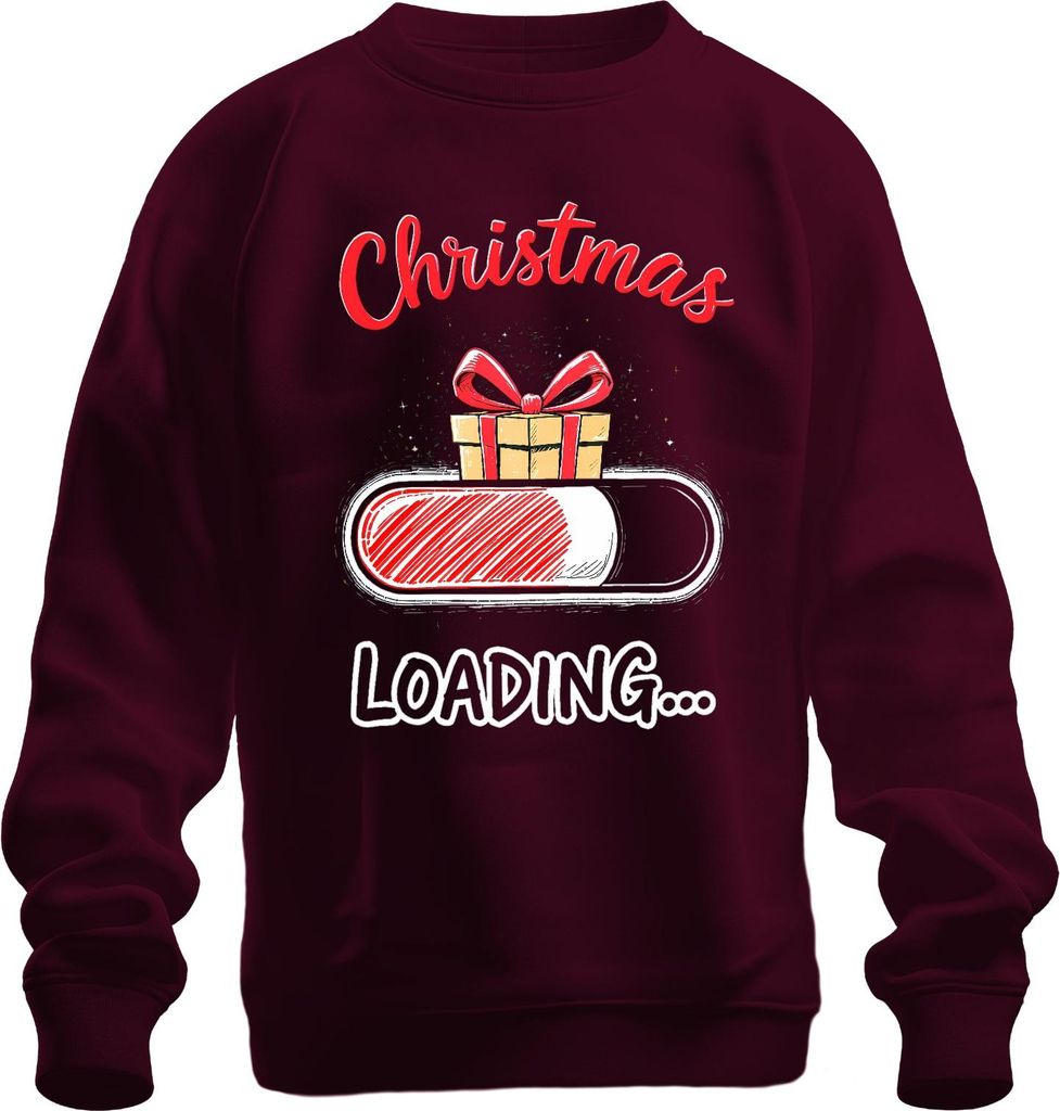 Christmas Loading Weihnachtsgeschenk Ladebalken Geschenk Lustig Uni Sweatshirt Pullover, Burgundy, L