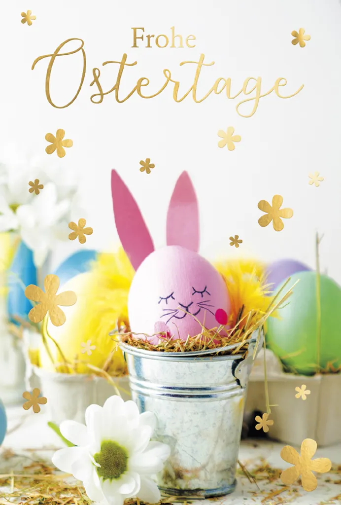 SUSY CARD 40051604 Carte de Voeux Pâques Lapin dans son Seau 12x17cm